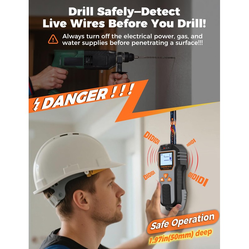 6-in-1 Stud Finder Wall Scanner, POROMETISTO DSF01 Wall Stud Finder