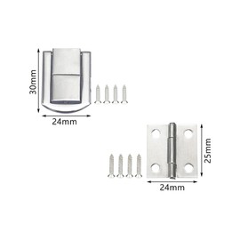 Pamtns Fastener for Wooden Box Pack of 10 Silver Box Fastener with 20 Mini Hinges Foldable Adjustable Box Closure Small Suitcase Hasp Decorative Clasp with Screws for Wooden Chest