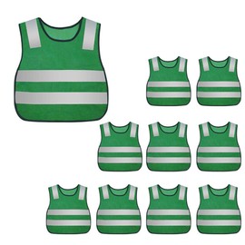 Kids High Visibility Safety Vest Reflective Mesh Vest Running Lightweight Vest Traffic Walking Vest Green Breathable Construction Vest Neon Green for Biking 10 PCS