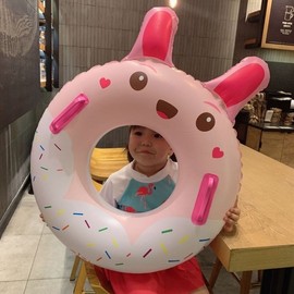 Children's Cartoon Animal Inflatable Swim Ring - Thick Cute Rabbit Design 겨드lf1531 Free Size D Dinosaur Design + Approx. 50cm Diameter 20ea