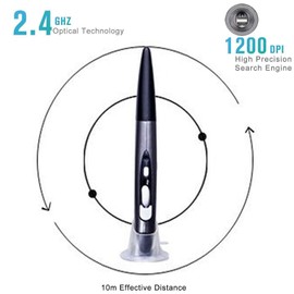 lychee Wireless Optical Pocket Pen Mouse, 2.4GHZ USB Wireless Optical Mini Air Mouse for PC Laptop Notebook Computer Mac (Grey)