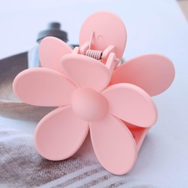 Aneneiceera Vintage Acrylic Flower Hair Claw Clip Neon Daisy Hair Jaw Clip Orange Ponytail Claw Barrette Minimalist Floral Hair Clip Hair Accessories for Women (Light Pink)