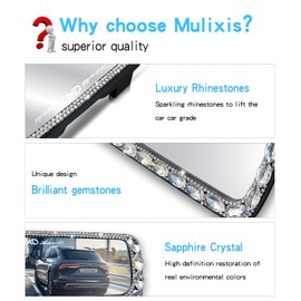 Mulixis Bling Car Rearview Mirrors Decorations Rear View Mirror with HD Glass Rhinestones Automotive Interior Mirrors(MYHSJ-white)