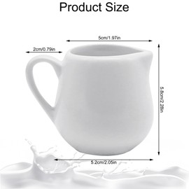 ICEBLUEOR Set of 6 Small Milk Jugs,110ml White Ceramic Milk Jug with Handle,Gravy Jug,Milk Pots,Mini Milk Creamer Pitcher, Non-Drip Milk Pouring Jug for Milk Coffee, Suitable for Kitchen Office Café