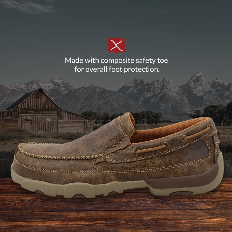 Twisted X Men's Work Slip-On Driving Moc, Moc Toe Composite