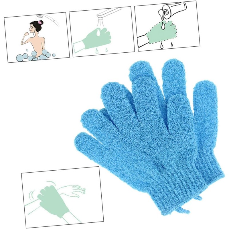 Guante Exfoliante de Baño de Nylon – VILLCASE Azul Talla