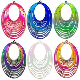 COLIGREE 12pcs Hollow Ellipse Charms Dazzling Oval Filigree Pendants for DIY Crafting Earrings Necklaces Bookmarks Hanging Decorations