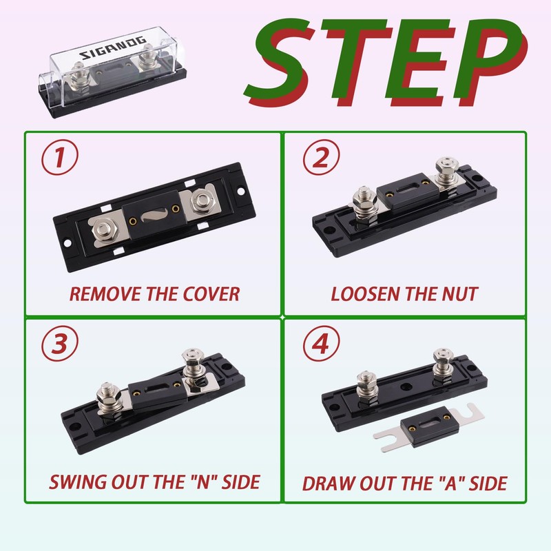 SIGANDG 400 Amp ANL Fuse Holder 0/2/4 Gauge Fuse Block