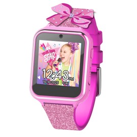 Accutime JoJo Siwa Glitter Kids Smart Watch - Interactive Touchscreen with Games, Camera, Step Counter, Timer, Voice Recorder, and Glittery Silicone Strap - Fits Wrists 5.5" to 8.0"