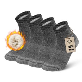 Vihir 4 Paar Merino Socken - Knöchelsocken 80% Wolle Herren merino socken für Skifahren, Trekking, Wandern 37-42, 41-46