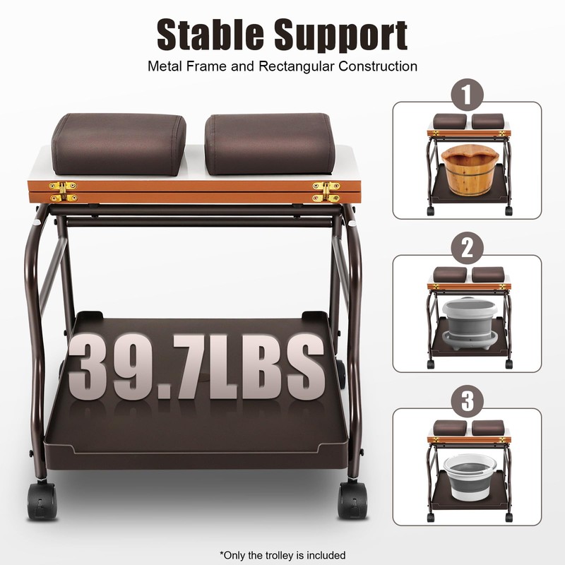 Pedicure Foot Rest, Portable Pedicure Foot Stool Spa Trolley, Foot