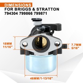 Savior 794304 Carburetor for 799866 799871 790845 796707 Troy Bilt TB230 Lawnmower 6.75 hp Craftsman Troy Bilt Pressure Washer Toro 22 Recycler