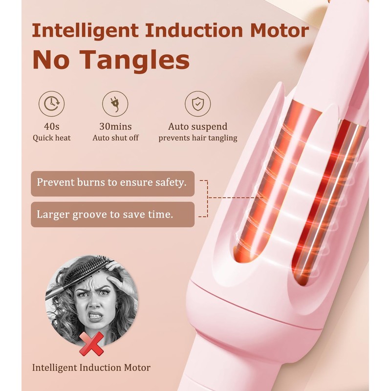 Auto Hair Curler, Automatic Curling Iron with 4 Temperature &