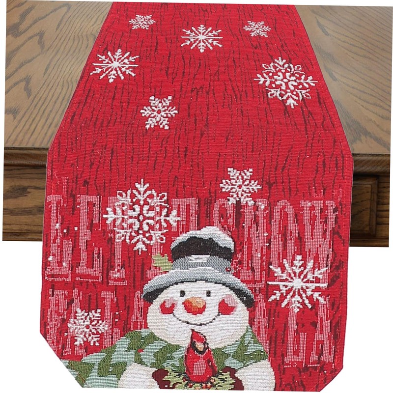 WOONEKY 1pc Christmas Table Cover Snowman Pattern Decorative Tablecloth Xmas