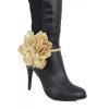 Unbranded Women Boot Bracelet Gold Faux Leather Shoe Big Flower