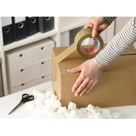 tesa 51124-00008-01 Packing Tape Ultra Strong PVC Packaging Tape for Heavy Parcels and Boxes, Brown, 66 m x 50 mm, Pack of 3