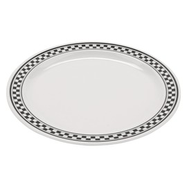 G.E.T. 12" Heavy-Duty Wide Rim Melamine Plastic Dinner Plate (Set of 12)