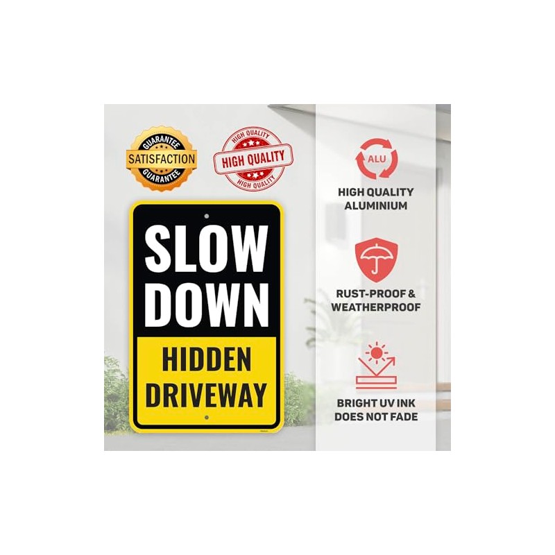 1PC Reflective Hidden Driveway Sign, 18 x 12 Inches -