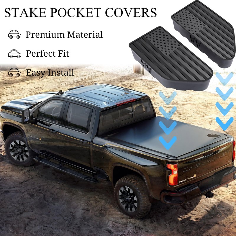 Bed Rail Stake Pocket Covers for GMC Chevy Silverado Sierra