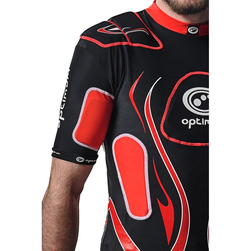 Optimum Senior Inferno Rugby Protective Top Shoulder Pads Black/Red, X-Large
