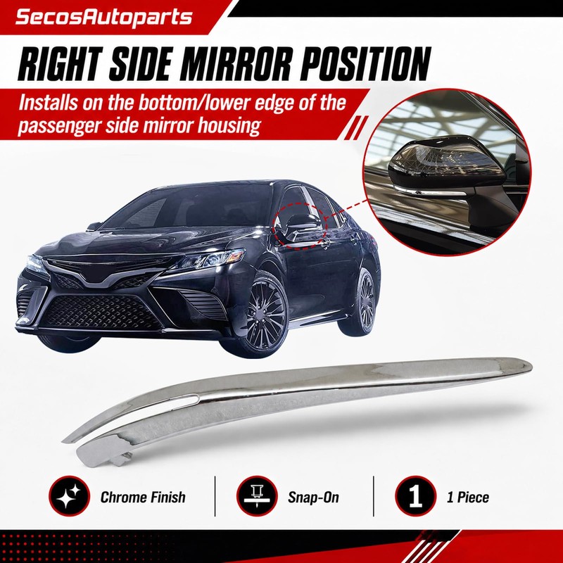 SecosAutoparts Chrome Rearview Side Mirror Molding Trim Strip Fit for