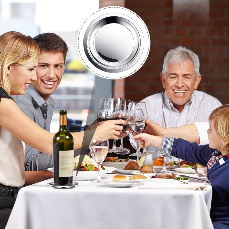 Set of 8 Wine Bottle Coaster Smooth Stainless Steel Coasters
