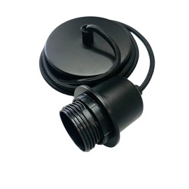 CGC Lighting Indoor Ceiling Adjustable Pendant and Matching Ceiling Rose Light Fitting E27 (Black 2)