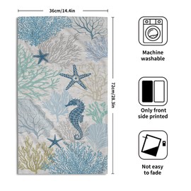Giwawa Blue Coral Hand Towels Set of 2 Sea Horse Decorative Bathroom Towels Super Soft Absorbent Towels for Yoga Gym Spa Kitchen 28x14 Inch