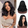 Sidaila 14 Inch Middle Part Wavy Wig for Women, Black