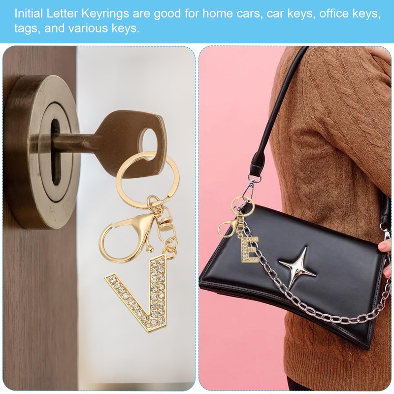 PATIKIL Initial Letter Keyring, Letter A-Z Key Ring, Initials Key