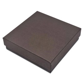 TheDisplayGuys - 25-Pack #33 Cardboard Linen Paper Jewelry Gift Boxes w. Cotton Padding - Brown (3.5" x 3.5" x 1.0")