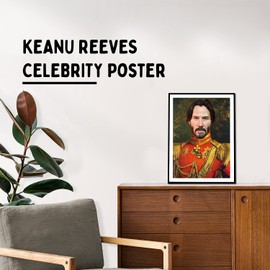 Keanu Poster - Funny Celebrity Art - Faux Oil Painting Canvas Print - Novelty Pop Culture Hilarious Artwork