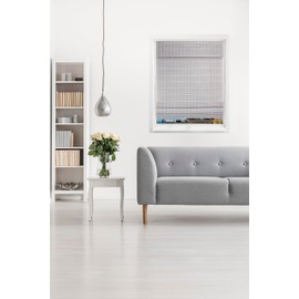 THY COLLECTIBLES Cordless Bamboo Roman Window Blind Sun Shade, Light Filtering Roman Shades with Valance (Gray, W48 X L72)