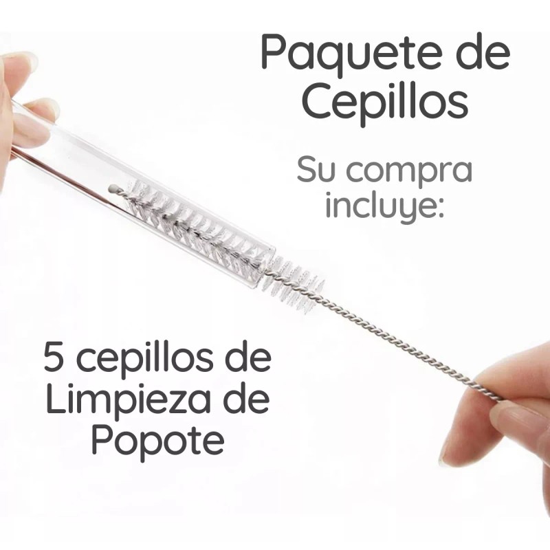 Veraly Paquete 5pz Cepillo Para Lavar Popotes Reutilizable 17 Cm