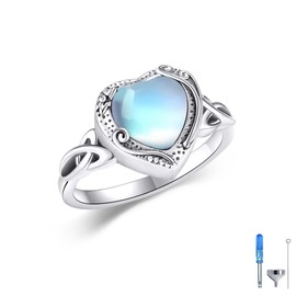 Heart Moonstone Urn Ring for Ashes for Women Sterling Silver Cremation Rings Memorial Ashes Keepsake Jewelry Gift for Sister Friend 8