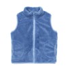 JESKIDS Girls Sherpa Fleece Vest Outwear Lightweight Solid Color Cute Jacket with Pockets 10-11 Years Blue