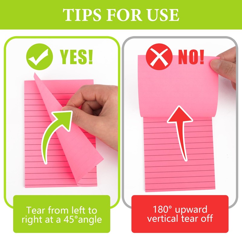 12 Pads Lined Sticky Notes 4x6 Sticky Notes with Lines