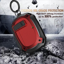 Beats Studio Bud/Studio Buds Plus Case Cover 2021/2023 Men Lock Clip with Cleaning Kit, GARTOO Beat Studio Buds Plus Protective Case with Cleaning Tool for Women Girls Kids Black/Red