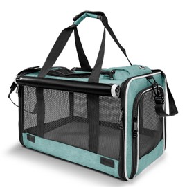GAPZER Small Dog Carrier for Puppy Yorkshire Softshell Car Transport Chihuahua Carry Cage 18-inch Collapsible Doggie Vet Visit Crate Easy Load Roomy Pet Carrier Bag Kennel Dog Essentials Teal