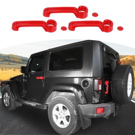JOSHELA for Jeep JK Door Handle Cover Trim Red for Jeep Wrangler JK 2DR 2007-2017 Red Exterior Accessories 3pcs