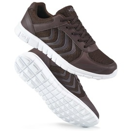 DUOYANGJIASHA - Tenis de correr para mujer: zapatos casuales para caminar, antideslizantes, cómodos, de moda, de malla, ligeros, para el trabajo, Café, 24.5 cm