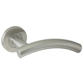 Arched T Bar Lever On Rose, Satin Stainless Steel