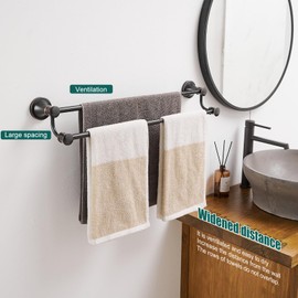 Hoimpro Adjustable Retractable 15-27 Inches Stainless Steel Bathroom Towel Bar, Bathroom Accessories Bath Hotel Double Towel Bar Rod Hanger Wall Mounted Towel Holder Towel Rack, Oil Rubbed Bronze