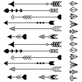 Oottati 2 Sheets Small Tiny Temporary Tattoo Stickers Black Heart Arrow Totem