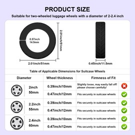 loooghom 8Pcs Luggage Wheel Covers,Silicone Suitcase Cover for 2-2.4'' Spinner Wheel, Carry On Luggage Wheels Protector,Upgrade Suitcase Wheels Protective,Essential Travel Accessories (Lake Blue-L)