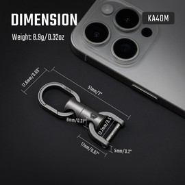 KeyUnity KM13 Rotating Key Ring with D-Ring Key Shackle, Key Fob Men's Car, Rotating Key Organiser Made of Titanium Keychain Quick Release, Ka40m