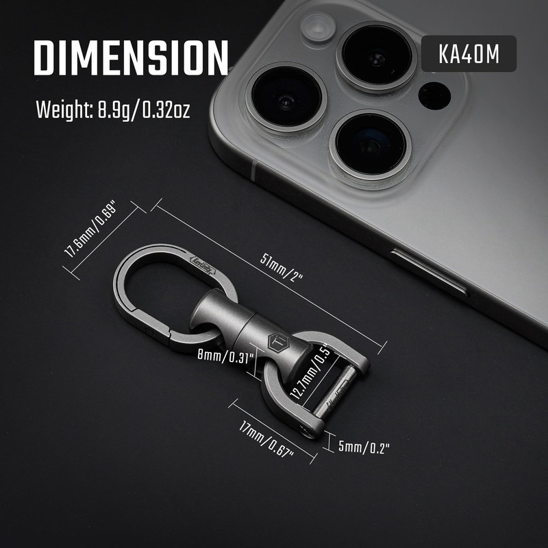 KeyUnity KM13 Rotating Key Ring with D-Ring Key Shackle, Key