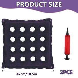Edksegjcsous Pressure Sore Prevention Inflatable Cushion, Air Inflatable Seat Cushion for Wheelchair, Square Cushion Seat for Bottoms, Non-Bedsores Cushion for Elderly with Pump(Dark Blue)
