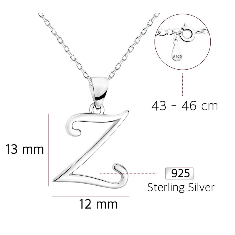 SOFIA MILANI Women's Necklace, 925 Silver, Letter Pendant, Sterling Silver