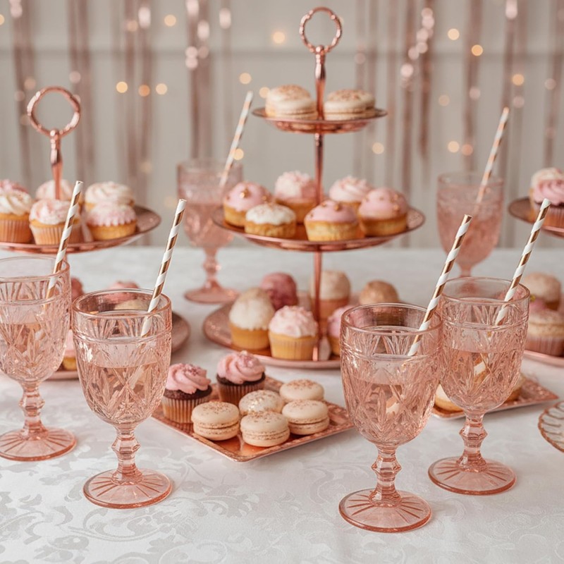 Decoraparty 10 Cannucce in Carta Oro Rosa e Bianche h